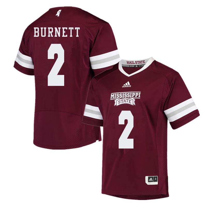 Men #2 Logan Burnett Mississippi State Bulldogs College Football Jerseys Sale-Maroon